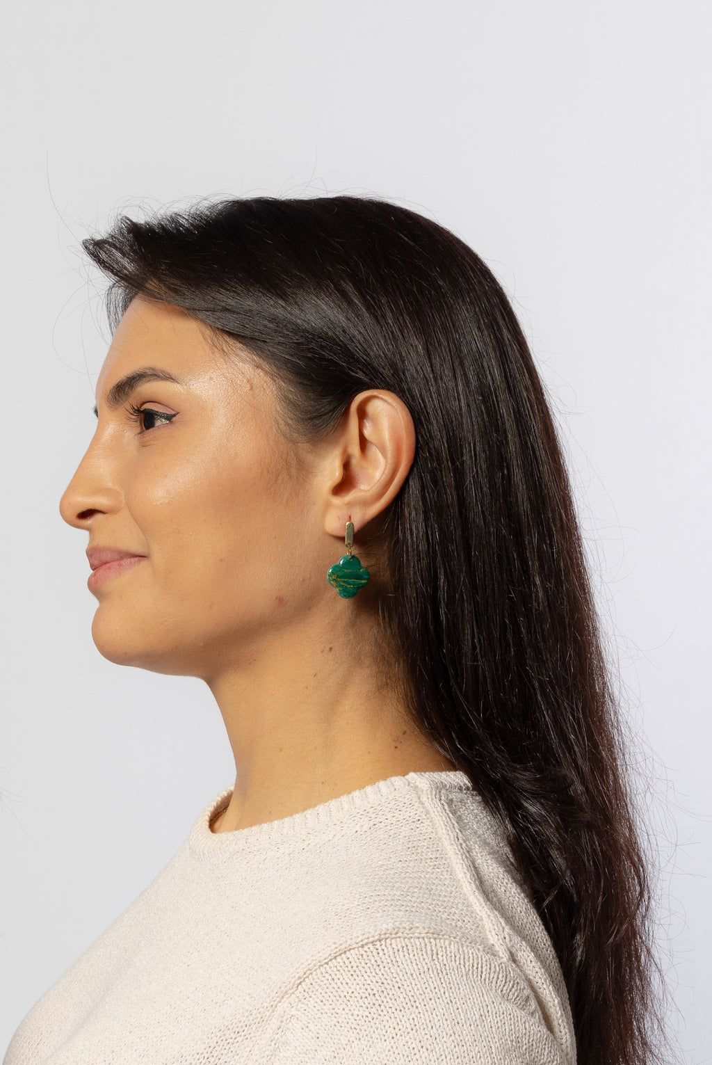 Teal Kintsugi Clover  Earrings