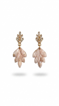 Pink Pearl & Gold Small Leaf Earrings