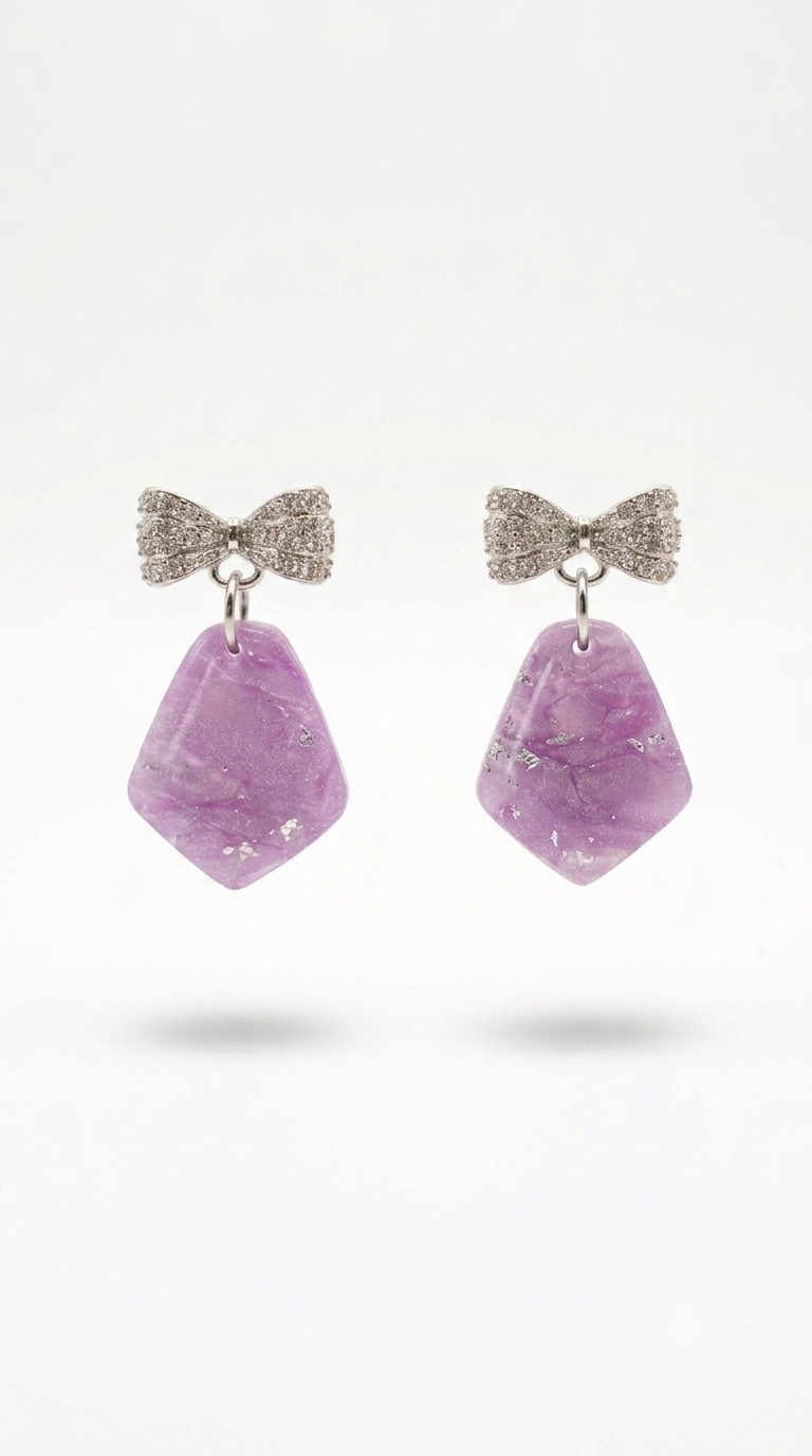 Mauve and Silver Earrings