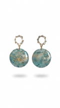 Teal Swirl Round Earrings