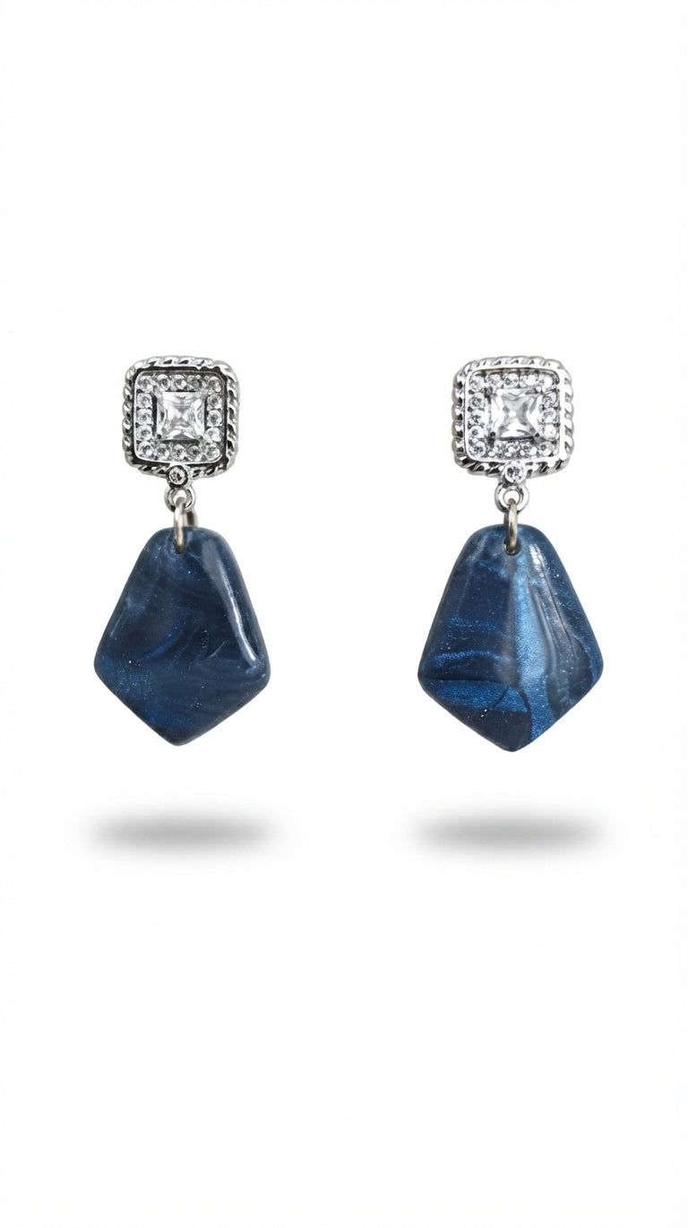 Navy Blue Pearl Earrings