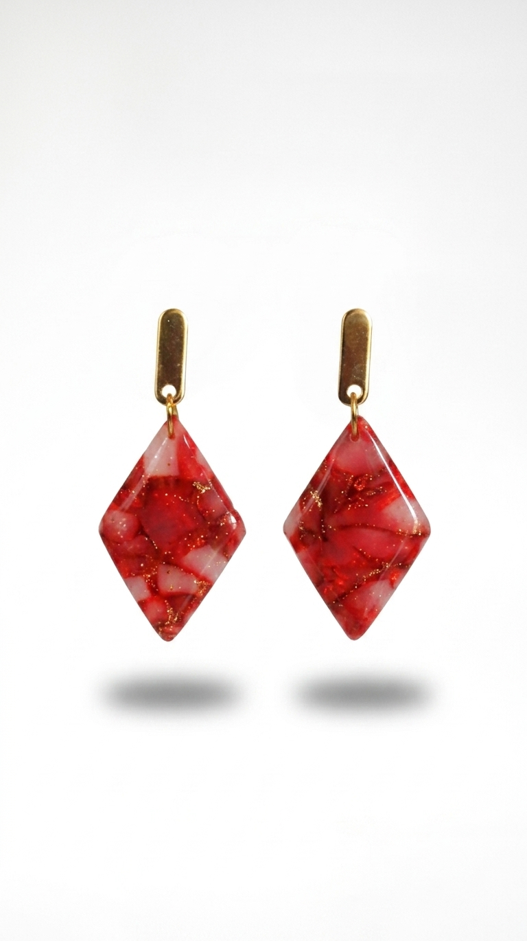 Red & Gold Diamond Earrings