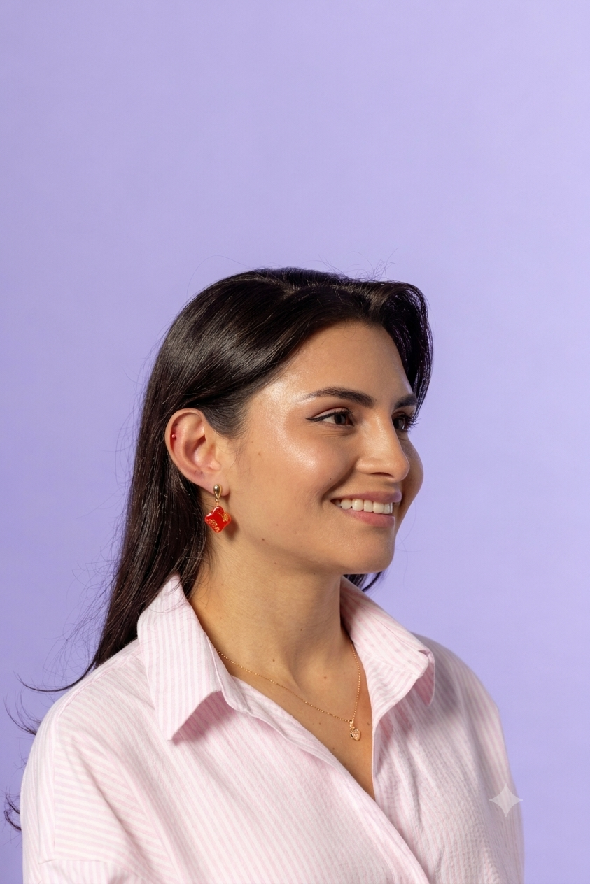 Bright Red Clover Earrings