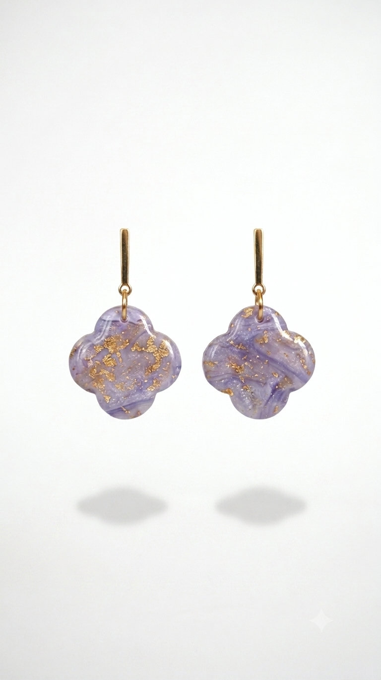 Lavendar Clover Earrings