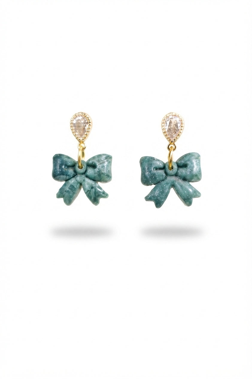 Jade Green Bow Earrings