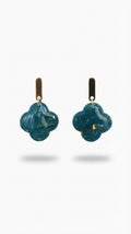 Teal Kintsugi Clover  Earrings