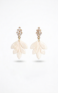 White Pearl Leaf Earrings