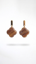 Tigers Eye Clover Earrings
