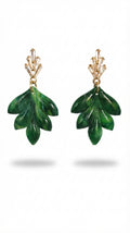 Emerald Green Leaf Earrings