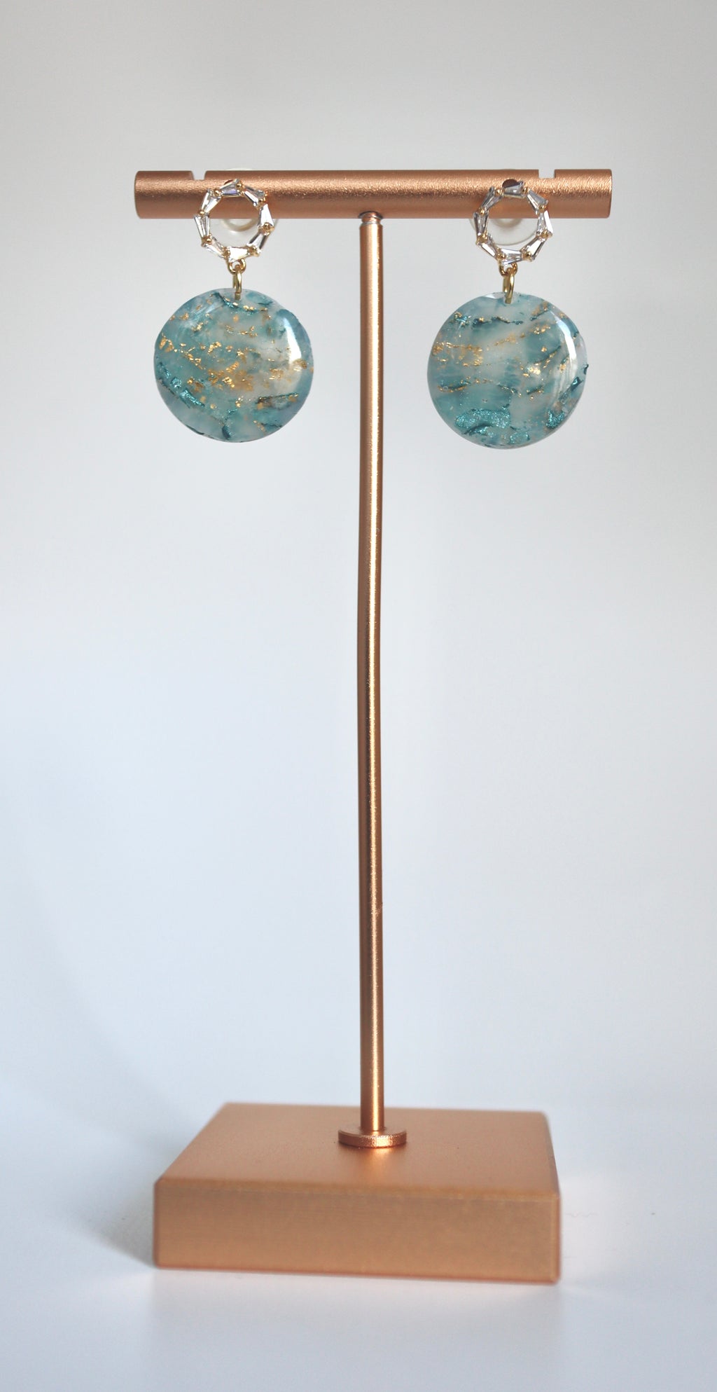 Teal Swirl Round Earrings